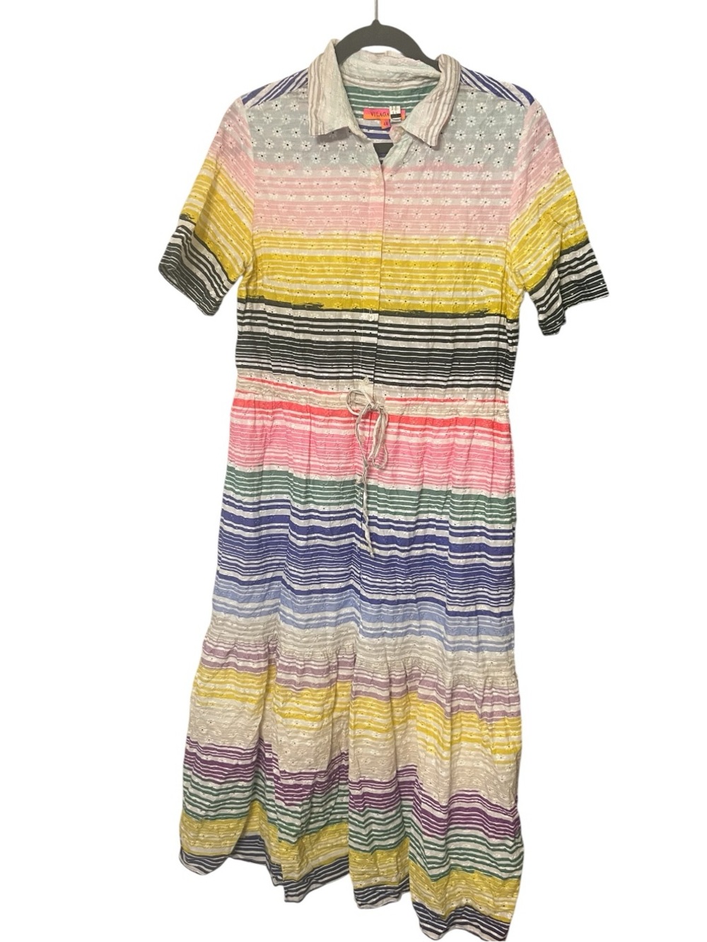 Vilagallo Eveline Midi Shirtdress Colorful
Striped Button Front. lined